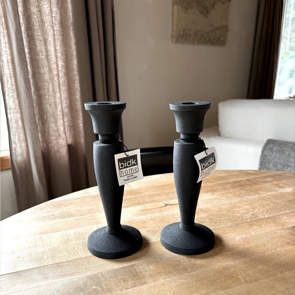 NWT Matte Black Modern Candlesticks